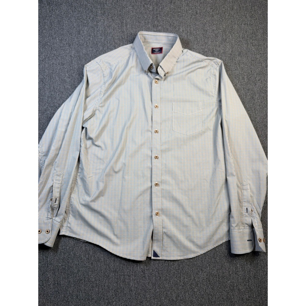 UNTUCKit Rowan Slim Fit Performance Shirt XL Brown Blue Check 41625 Mens